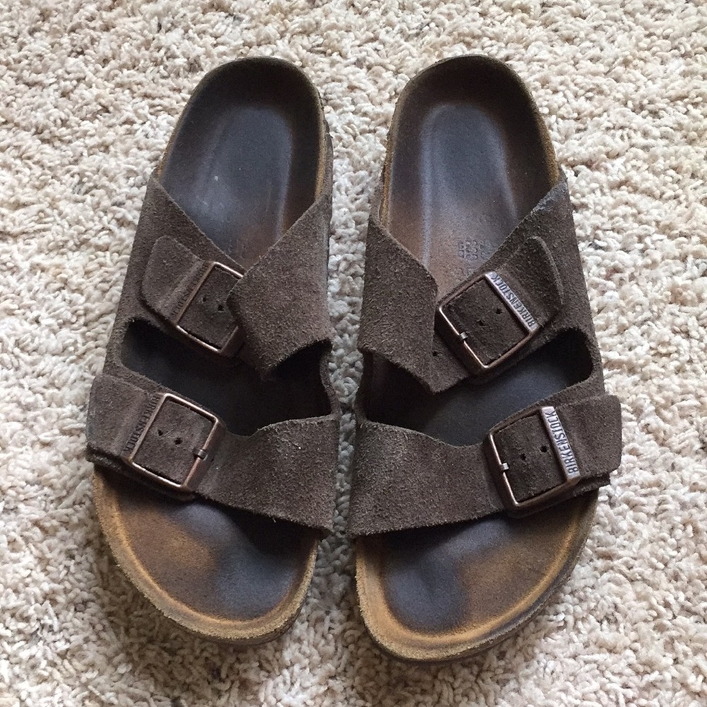 Brown double strap Birkenstocks